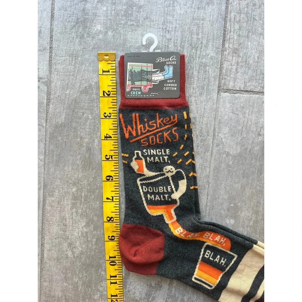 Whiskey Men Crew Socks Funny White Elephant Blue-Q Snarky Booze Fashion NEW 7-12